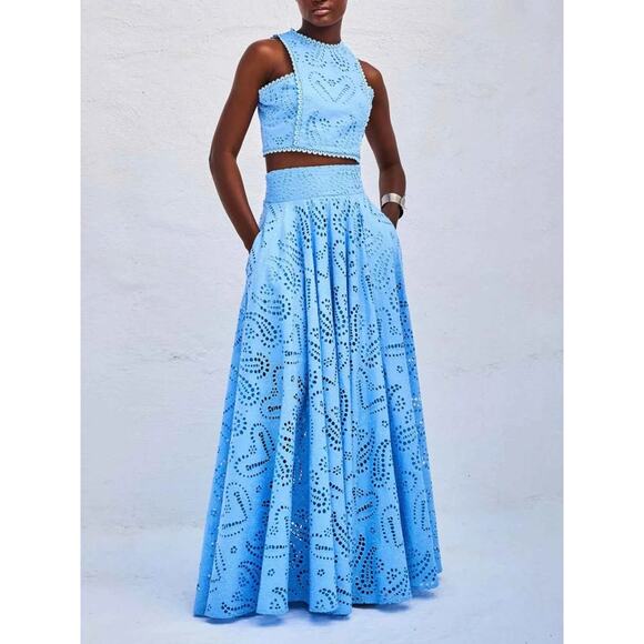 Eyelet Lace Top and Maxi Skirt Set - Picture 2 of 14